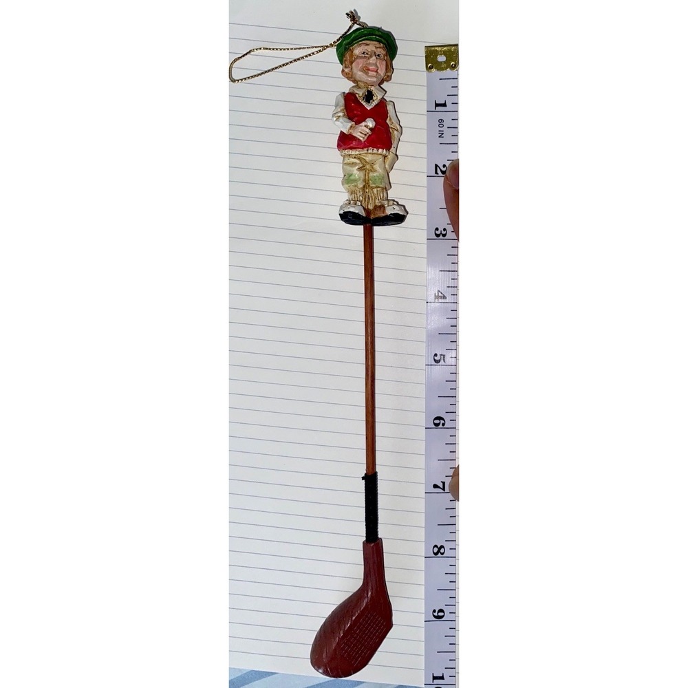 Vintage Christmas Ornament Golfer Handmade Collectible Caricature Resin 9.5"